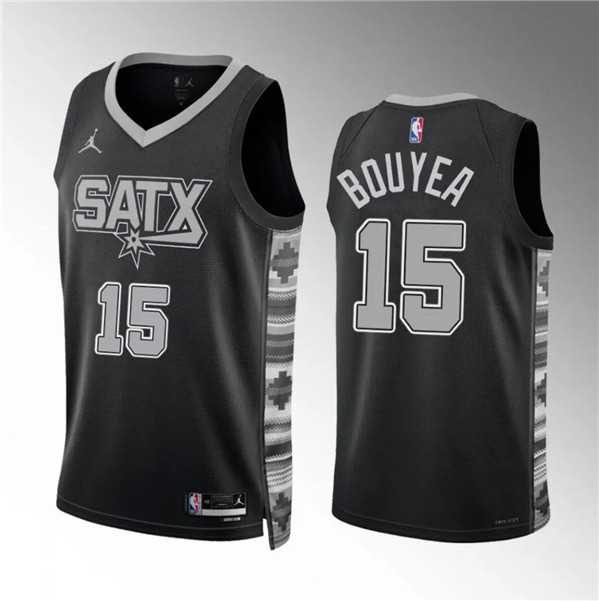 Men's San Antonio Spurs #15 Jamaree Bouyea Black Statement Edition Stitched Basketball Jersey Dzhi,We sell and wholesale Men's San Antonio Spurs #15 Jamaree Bouyea Black Statement Edition Stitched Basketball Jersey Dzhi on line form chian!